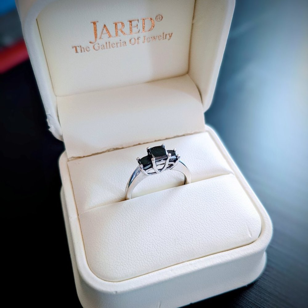 14k White Gold - Genuine Black Diamonds